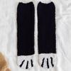 Calcetines de media pantorrilla para mujer de forro polar coral con garras de gato, calcetines para dormir sin pelusa, calcetines de confinamiento para el piso, engrosados para otoño e invierno