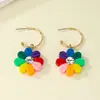 Pendientes de Flor de Color Dulce de Moda Simple Estilo Japonés y Coreano Pendientes de Botón Pequeños y Frescos de Diamante para Mujer Verano Nuevo Estilo