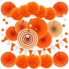 Conjunto de decoração para festa de Halloween, leque de origami laranja, flor, leque de papel preto, arranjo de casamento, pingente de faixa de borla de papel