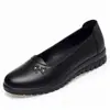 Piel Suave Transpirables Planos Cómodos Suela Suave Zapatos de Madre Bordado de Flores Zapatos de Corte Bajo Tacón de Cuña Trabajo Viaje Diario Zapatos de Trabajo Mujer