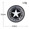 No. 23 Marca Chaozhou Ropa Bordado por Computadora Tela Bordada Pegatinas para Bordar Sin Costuras Estrella de Cinco Puntas Patrón de Logo Redondo Parches para Ropa Pegatinas