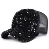 Sombrero de verano para mujer, gorra de malla de moda con lentejuelas brillantes para adulto, sombrero de sol transpirable para protección solar, gorra de béisbol versátil para exteriores