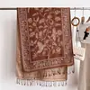 Patrón Vintage de Anacardos Imitación Cachemira Otoño e Invierno Cálido Versátil Elegante Chal Calentador de Cuello Bufanda Larga con Borlas Pañuelo para la Cabeza