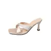 Tacones altos estilo francés, talla grande, punta cuadrada, tiras cruzadas, tacón de aguja, elegantes y con estilo, adecuados para usar como calzado exterior, sandalias de verano 2026 para mujer