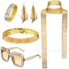 Accesorios Fiesta Disco Años 70 Diadema de Lentejuelas Gafas de Sol Collar Pendientes Pulsera de Diamantes Set Mayoreo