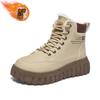 Botas de Terciopelo de Caña Alta para Mujer para Invierno, Zapatos de Algodón Gruesos Cálidos Versátiles Estilo Coreano, Botines de Suela Gruesa, Botas de Nieve Casuales para Mujer