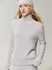 Suéter 100% Cachemir para Mujer Cuello Medio Alto Manga Larga Capa Base Tejido Holgado Perezoso Engrosado Moda Suéter de Lujo Ligero