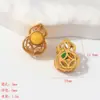 Accesorios Chapados en Oro Galvanizado que Conservan el Color, Cuentas Espaciadoras de Cobre Chapadas en Oro Tradicionales con Calabaza y Trébol de Cuatro Hojas Incrustados, Accesorios para Pulseras de Cuentas para DIY al por Mayor