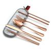 Vajilla práctica de acero inoxidable transfronteriza de Amazon, juego de 7 piezas (1010 cuchillos, tenedores, cucharas, palillos y pajita), ideal para viajes al aire libre.
