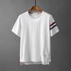Camiseta de Verano de Algodón Puro con Cuello Redondo, Rayas Rojas y Blancas, Marca de Moda Tb, para Hombres y Mujeres, Camiseta Deportiva Casual Clásica de Manga Corta 2112