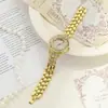 Pulseira de Aço Transfronteiriça com Diamantes e Mosquitinho Elementos Hip-Hop Relógio Feminino Liga de Zinco Ouro Tricolor Corrente de Relógio a Quartzo Atacado