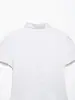 Comércio Exterior Amazon Transfronteiriço Roupas Femininas Mais Vendidas: Camisa de Manga Curta Listrada com Gola Peter Pan, Fechamento Diagonal, Ajuste na Cintura, Emagrecimento, Estilo College