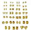 Pedras de strass para manicure douradas, modernas e deslumbrantes, apresentando designs de floco de neve, estrela de cinco pontas e cristal de vidro redondo com base pontiaguda, usadas como acessórios decorativos