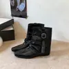 Botas de punta cuadrada adelgazantes hasta la mitad de la pantorrilla para mujer, botas fruncidas de tacón grueso, nuevo estilo otoño e invierno 2026, botas de cuero de tacón bajo de moda