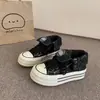 Zapatos de Lona de Caña Alta con Suela Gruesa para Mujer, Estilo Novedoso de Primavera 2026, Zapatos Deportivos Casuales Versátiles, Zapatos con Plataforma que Aumentan la Altura, Zapatos para Mujer