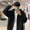 Moletom com capuz masculino, cardigã liso da moda para primavera/outono, jaqueta casual estilo coreano, versátil e estiloso, top com zíper estilo Hong Kong