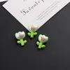 Cor Creme Fresca e Simples Tulipa 3D Acrílico DIY Corrente de Celular Feita à Mão Acessórios para Bolsa de Sapato Componentes com Contas