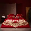 Casamento Casamento Vermelho Quatro Peças Luxo Leve 180 Algodão de Fibra Longa Capa de Edredom de Algodão Casamento Quarto de Casamento Edredom Roupa de Cama