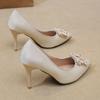Zapatos Profesionales Versátiles de Color Champán con Hebilla Metálica Sexy de Boca Baja 2025 Nuevos Tacones Altos Punta Afilada Stiletto Zapatos de Moda
