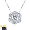 Colar Flor em Prata S925 com Moissanita Ouro Branco, Super Brilhante, Versátil para o Dia a Dia, Corrente de Clavícula Fashion e Elegante, em Estoque