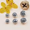 Accesorios de Plata Esterlina S925 Cuentas Redondas con Mantra de Seis Sílabas Cuentas Espaciadoras Cuentas para Enhebrar Hecho a Mano DIY Pulsera Accesorios de Joyería Cuentas Sueltas