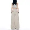 Pantalones casuales de pierna ancha, corte holgado, color Naranja Juvenil # Caqui para mujer, holgados y estilizan, favorecedores, con caída, cómodos, versátiles, de largo hasta el suelo