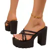 Zapatos de tacón alto para mujer, estilo europeo y americano, nuevo modelo de verano 2026, plataforma impermeable, zapatos de moda con suela gruesa para mujer, tacón grueso, sandalias elegantes, talla grande