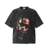 26 Marca Europea y Americana de Tendencia Transfronteriza Colaboración Travis Scott Camiseta de Manga Corta Lavada Vintage Unisex High Street Manga Media