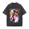Pesado americano solto retro antigo anime digital impressão masculina e feminina camiseta verão casual all-match moda marca top