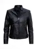 Moda europea y americana transfronteriza para mujer, AliExpress, chaqueta de cuero sintético con cuello alto, corte ajustado, prenda exterior ligera para primavera/otoño, chaqueta de motociclista para mujer