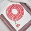 Pulsera Bodhi Polvo Flor de Durazno 108 Cuentas Budistas para Mujer Pulsera de Múltiples Vueltas Bodhi de Mano Círculo Único Venta al por Mayor