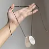 Pendente de Metal Escovado Irregular Personalidade Exagerada Europeia e Americana Cordão Preto Deslizante Colar Corrente de Pescoço Versátil Feminina Corrente de Suéter