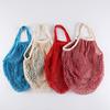 Bolsa de red de algodón de fábrica bolsa de red de algodón para frutas bolsa de red de color de fútbol bolsa de red de compras para supermercado con logotipo impreso personalizado