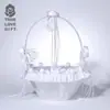 Cesta de flores de encaje para bodas creativas europeas y americanas, cesta de flores blanca para novia y damita de honor, proveedores de suministros para bodas, venta al por mayor personalizada