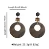 E14357 Pendientes Largos Geométricos Huecos de Madera Estilo Minimalista Artístico Retro para Mujer, Pendientes Versátiles de Diseño Elegante