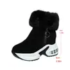 Botas de Nieve de Comercio Exterior Transfronterizo, Nuevo Estilo de Invierno, Botas Deportivas Casuales Cómodas de Algodón, Botines Cortos con Plataforma de Cuña de Suela Gruesa Forrados de Borrego para Mujer