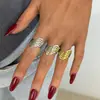 Anillo nicho alta gama acero inoxidable lujo ligero ins diseño líneas geométricas abierto ajustable venta al por mayor transfronteriza