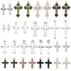15 Estilos de Cruz Antiga de Prata com Gota de Óleo Colares Europeus e Americanos de Liga Corrente de Suéter Pingentes DIY Acessórios de Decoração de Roupas Materiais