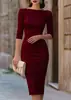 2026 Amazon Transfronteiriço Estilo Europeu e Americano Roupas Femininas Vestido Justo ao Corpo de Manga Média Elegante para o Trabalho Formal Feminino