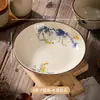 Cuenco Cónico Cerámico Vintage Estilo Pintura a Tinta, Vajilla de Color Bajo Esmalte, Bol Alto de Arroz de Hogar de Alta Gama de Nicho