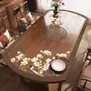 Nuevo Mantel Ovalado Estilo Chino, Lavable, Resistente al Aceite, Impermeable, Resistente al Calor, Mantel Suave de PVC Tipo Vidrio, Mantel Redondo Plegable