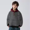 Roupas Infantis Haima 2025 Inverno Novo Conjunto de Inverno para Meninos Moletom com Capuz de Lã Grossa Roupas de Ano Novo Espessadas Traje de Celebração