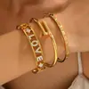 Acero Inoxidable Dorado Carta de Amor Diamante de Uña Geométrico Pulsera Lujo Ligero Moda de Gama Alta Joyería