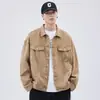 Chaqueta de Mezclilla Rosa Dopamina Retro Americana para Hombre, Estilo Otoño e Invierno, Moda Asu Workwear, Chaqueta Casual de Otoño