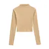 Camiseta de cuello alto doblado a la mitad para mujer, estilo nuevo de otoño e invierno, efecto adelgazante, elástica, manga corta/larga