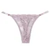 Tanga francés de encaje de bajo tiro transfronterizo europeo y americano para mujer, estilo minimalista de color liso, ropa interior transpirable y sexy