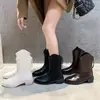 Nuevas Botas de Tobillo Versátiles Estilo Vaquero Occidental para Mujer 2026 Otoño/Invierno Exportación Nueva Punta Puntiaguda Cuello en V Pequeño Tacón Grueso Comercio Transfronterizo