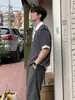 Camisa Polo de Verano para Hombre Myq con Rayas Contrastantes, Tejida, Manga Corta, Holgada, Media Manga, Diseño Coreano, Top de Nicho