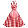X Comercio Exterior Transfronterizo Ropa Retro para Mujer Europea y Americana Sexy Cuello Halter Cruzado en el Pecho Adelgazante Estampado Falda Amplia Vestido de una Pieza Venta al por Mayor