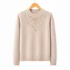 Suéter de punto de manga larga con cuello redondo para mujer, otoño e invierno, adecuado para mujeres de mediana edad, madres y abuelas.